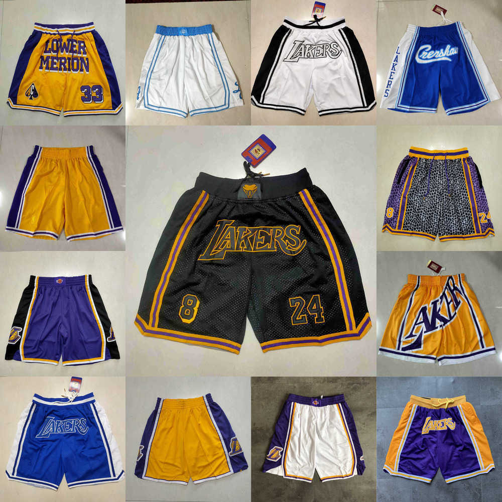 

Los Angeles''Lakers''men Throwback Basketball Shorts pocket purple yellow, Color