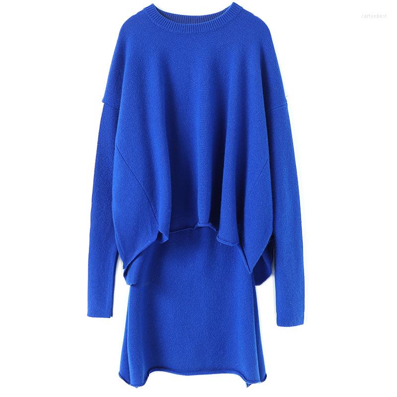 

Work Dresses 2 Piece Set Cashmere Winter Warm Sweater Women Latest Fashion For 2022 Clothes High Street Knitted Fabric, Black