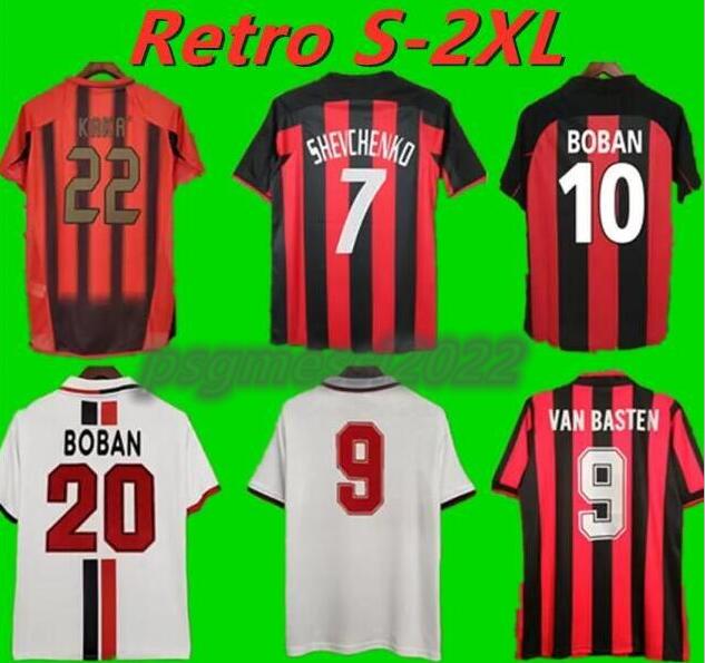 

91 92 VAN BASTEN BOBAN Retro Mens Soccer Jerseys MALDINI SHEVCHENKO BOBAN RUI COSTA KAKA NESTA INZAGHI BARESI Home Football Shirt 666, Fg2237 2006 2007 3rd