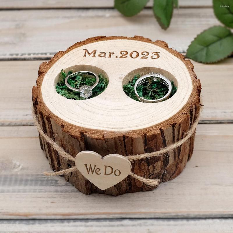 

Jewelry Pouches Custom Wedding Ring Box Rustic Wooden Personalized Engraved Bearer Engagement Holder Proposal
