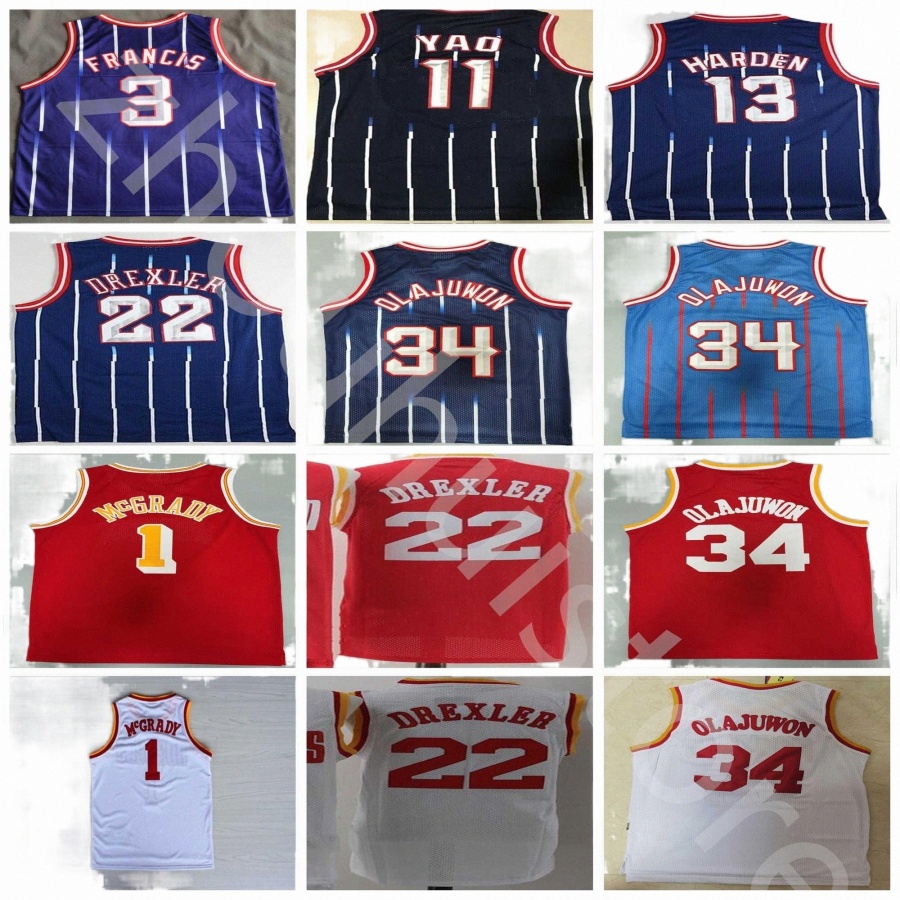 

100% Stitched 75th Jalen Green 0 Basketball Jerseys 2021-22 City Navy Vintage Clyde Drexler 22 Hakeem Olajuwon 34 Red White Cactus Yao 11 Ming Men Jer x2Uz#, Black