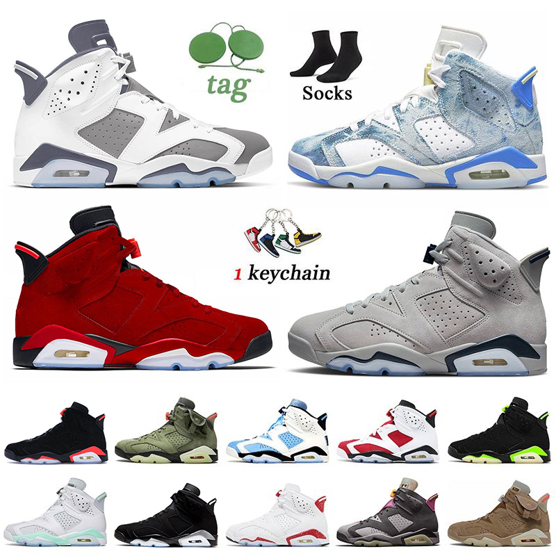 

Jumpman 6 Basketball Shoes Toro 6s Cool Grey Denim Black Infrared Georgetown UNC Mint Foam Bordeaux Red Oreo Metallic Silver Sports Sneakers size 36-47, C38 cactus jack 40-47