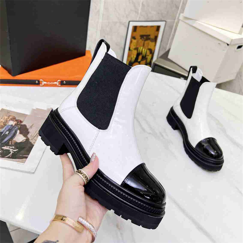 

Top Design Winter Boots Fashion Women Vintage Channel Decorative Leather Cotton Cloth Wool Warm Keeping High Heel Thick Sole Snow Flat Socks Shoes 02-03
