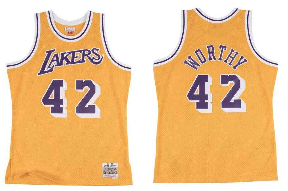 

Stitched James Worthy basketball Jersey S-6XL Mitchell & Ness 1984-85 Mesh Hardwoods Classics retro version Men Women Youth jerseys 01, Stitched jersey