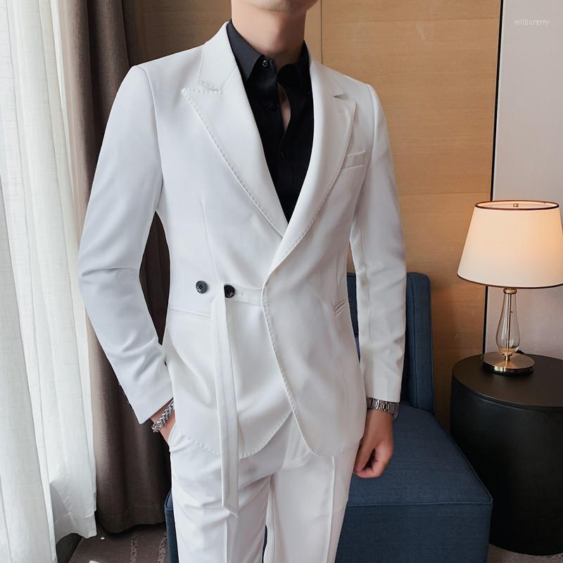 

Men's Suits Complete Elegant Men 2 Piece England Gentleman Stylish Mens Party Wear Gentlemen Costume Guy Dandy Light Blue Prom Bandage, Black