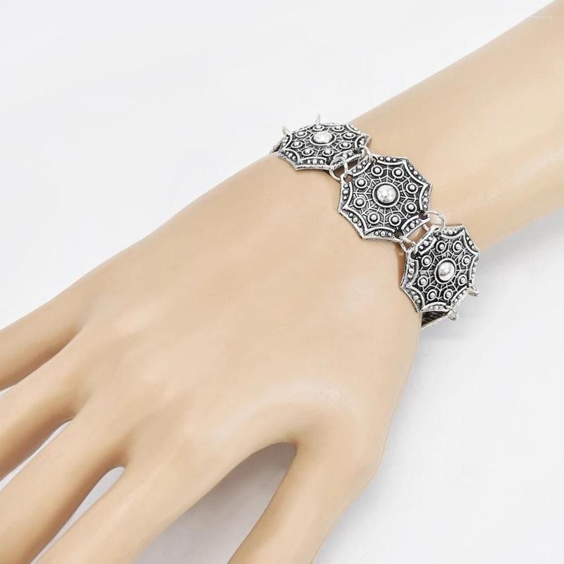 

Link Bracelets Bohemian Ethnic Style Retro Silver Metal Gossip Bracelet For Women Gypsy Tribe Holiday Party Gift Jewelry Accessories