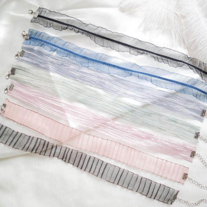 

Choker Korea Boho Thin Chiffon Fabric Necklace For Women Girl Harajuku Colorful Collars Cute Charms Jewelry