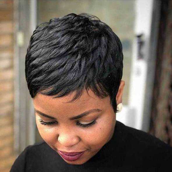 

Hair Lace Wigs Women's Short Hair Black Chemical Fiber Headgear Pixie Wig