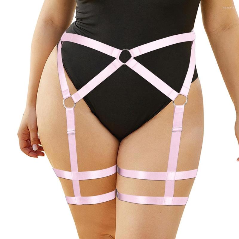 

Garters Harness Fashion Rave Wear Sexy Lingerie Goth Exotic Women's Underwear Thigh Bondage Plus Size Garter Belt Stockings Suspenders, Dmp0024-pink