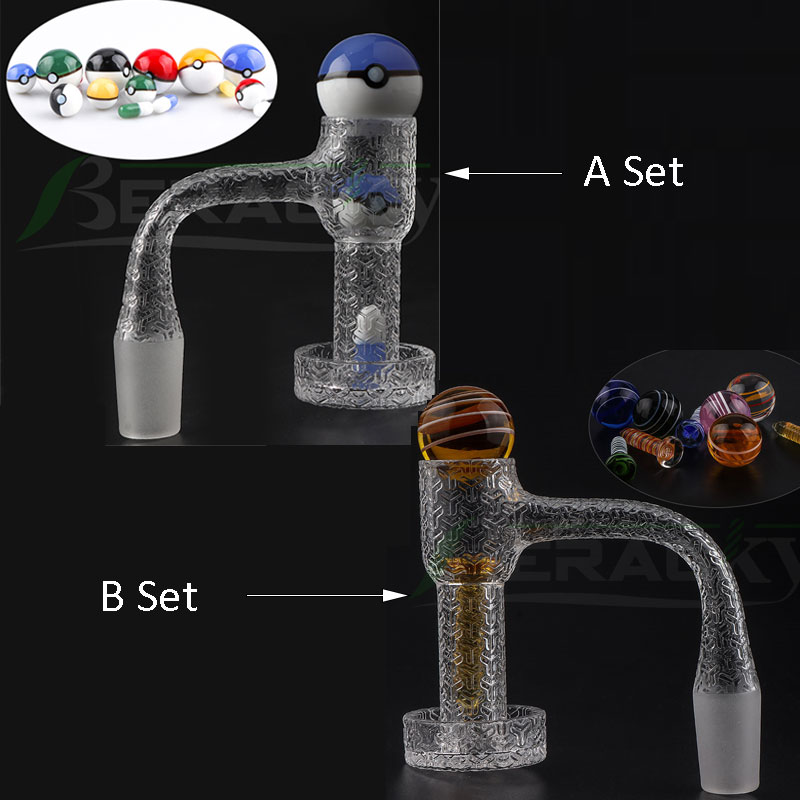 

Beracky Two Styles Sandblasted Full Weld Smoking Terp Slurper Quartz Banger With Glass Terp Marble Screw Set 20mmOD Fully Welded Beveled Edge Nails For Bongs Rigs