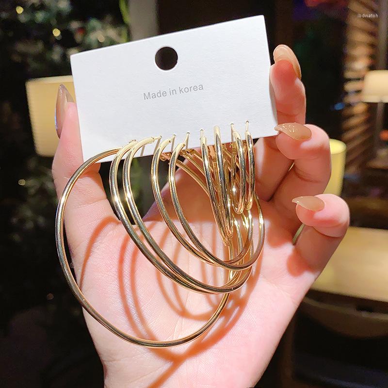 

Hoop Earrings Mixed Simple Punk Trendy Classic Ear Buckle For Women Gold Color Small Large Circle Jewelry Accessories