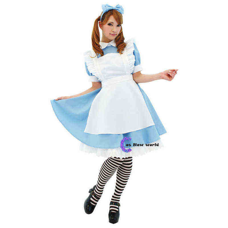 Alice au pays des merveilles Lady Halloween Blue Maid Lolita Cosplay Costumes pour femmes Anime Cos Fantasia Carnaval Robe de soirée pour les fil
