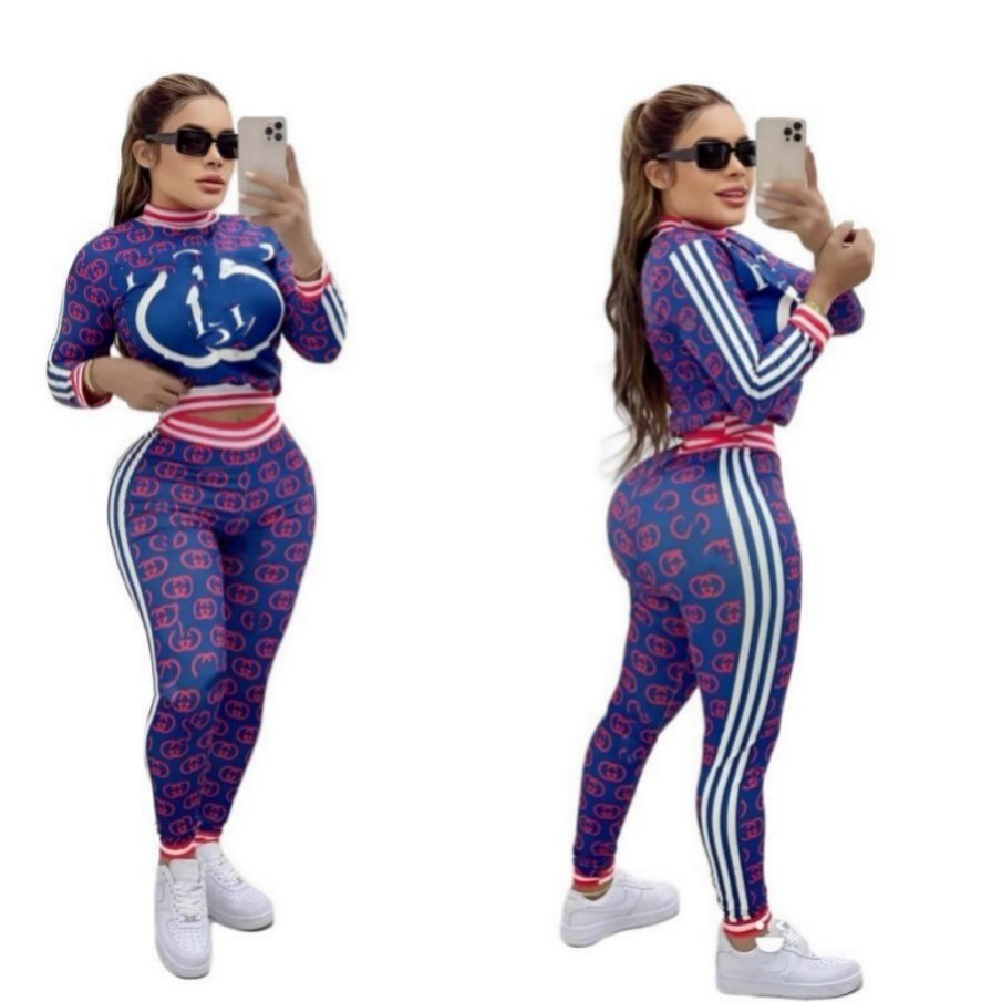 

2022 Designer Brand Jogging Suit Women Tracksuits 2 Piece Sets Long Sleeve Print Sweatsuits Lady Outfit Sportswear Pullover Sweatshirt Pants sporty Clothes 8855-5, Blue