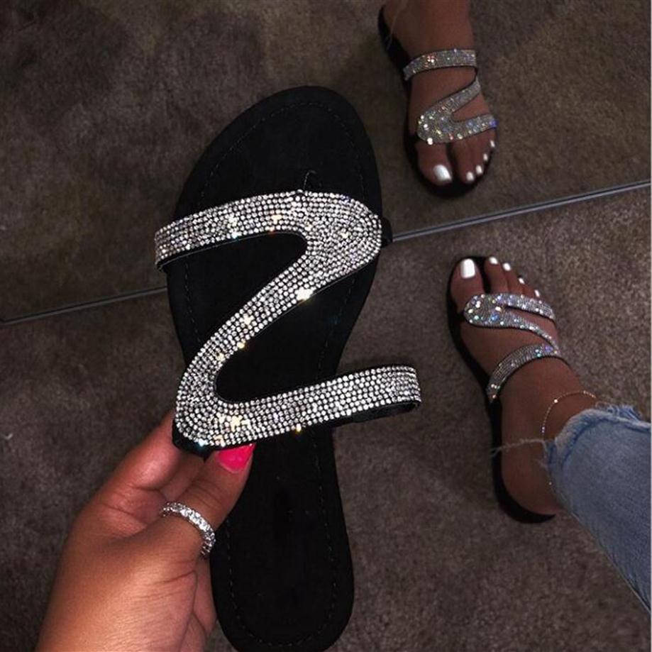 

2020 New Spring Summer Sandals Women Bright diamond Casual Outdoor Travel Flip Flop Beach Fhoes Non-slip Durable Slippers -422244