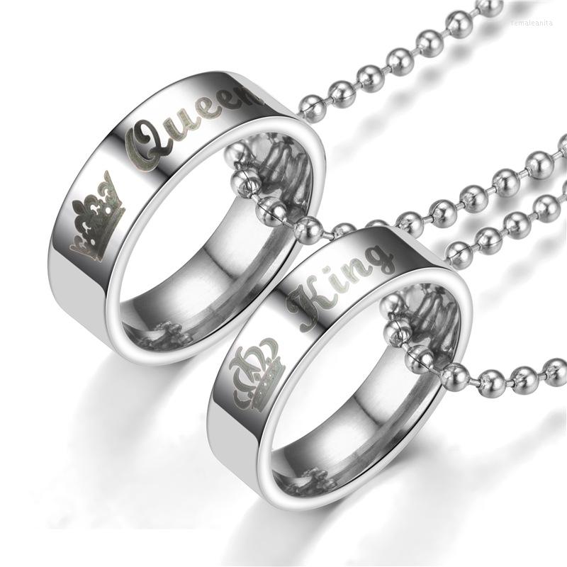 

Wedding Rings Classic Her King His Queen Simple Fashion Stainless Steel Pendant For Women Men Valentine Jewelry Gifts