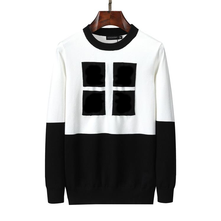 

4G Embroidery Men's Sweaters Chaopai Black and white double color round neck pullover sweater for men and women loose long sleeve, Size reference