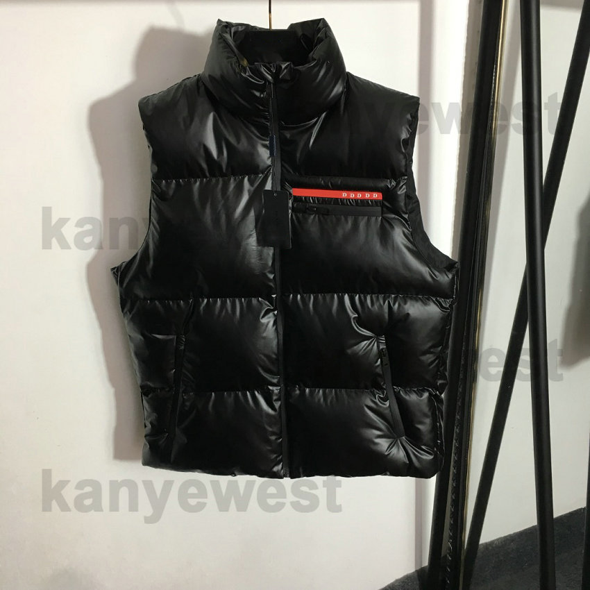 

22ss Winter womens vests designers jacket luxury Red rubber strips clothes womens Letter patchwork color coat outwear streetwear vest, Black