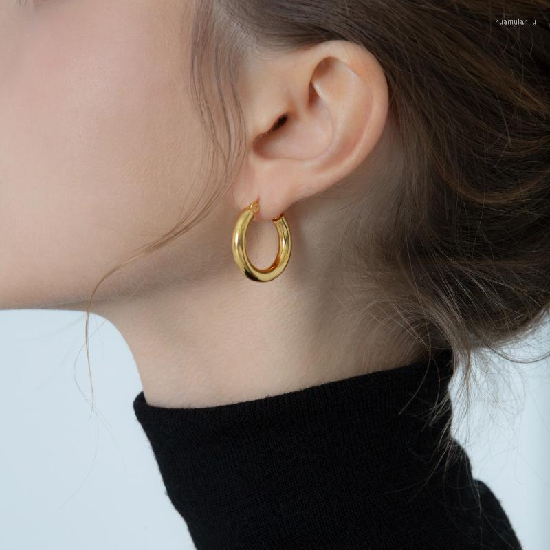

Hoop Earrings Big Circle For Women Birthday Party Simple Noble Steel Round Smooth Thick Fine Jewelry Gift