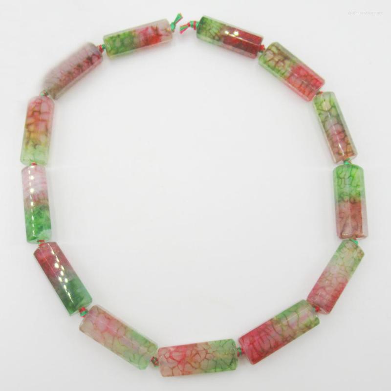 

Beads 10x27mm 15.5" Natural Green Purple Faceted Cylinder Watermelon Tourmaline Gems Stone
