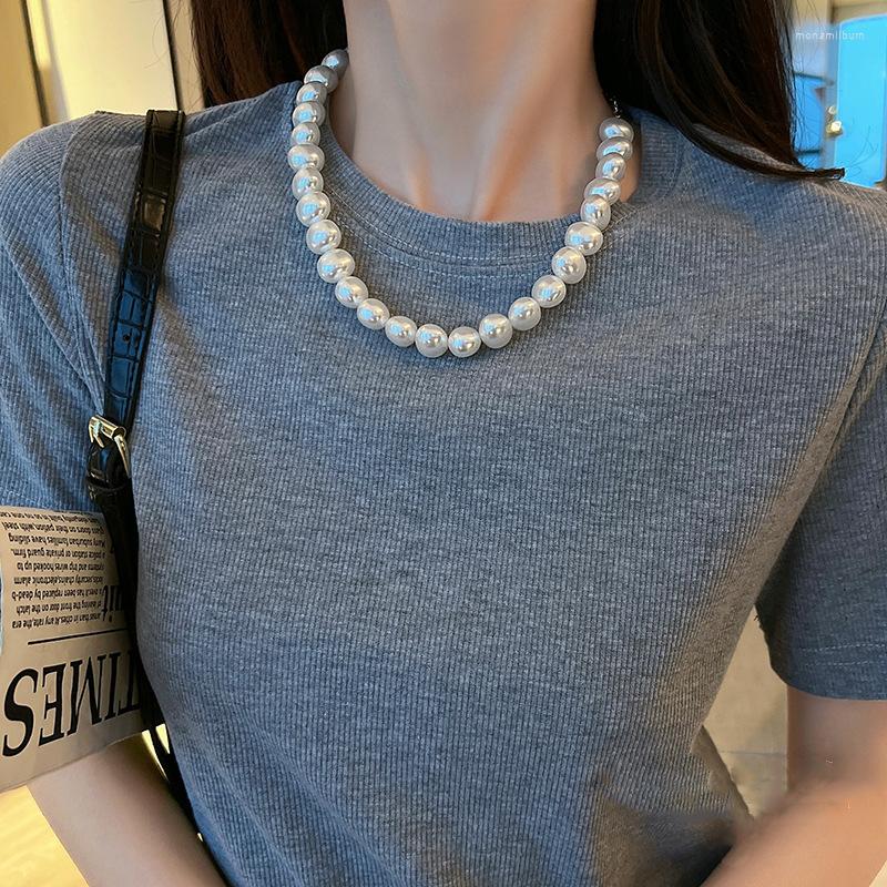 

Choker Luxury Big Simulated Pearl Necklace For Women Fashion Jewelry Girls Vintage Wedding Party Accessories