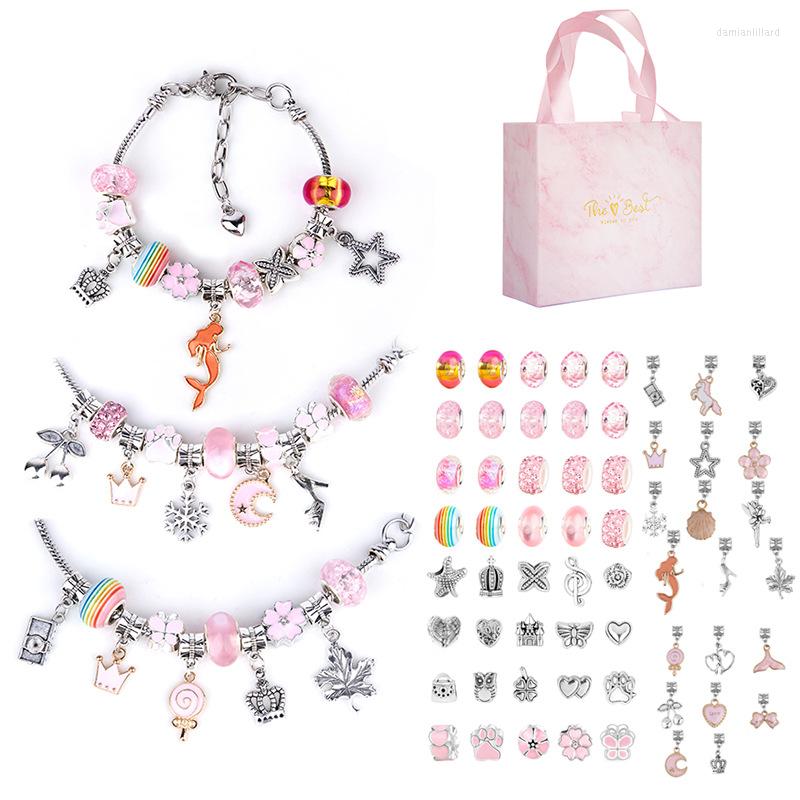 

Charm Bracelets DIY Charms Bracelet Making Set Spacer Beads Pendant Accessories For Necklace Jewelry Creative Children Gifts