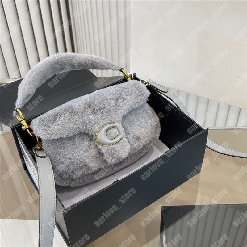 

Mens Womens Luxurys Designers Bags Fashion Furry Shoulder Bags Classic Pillow Tabby Handbags Winter Fuzzy Crossbody Bag Wallet, Grey