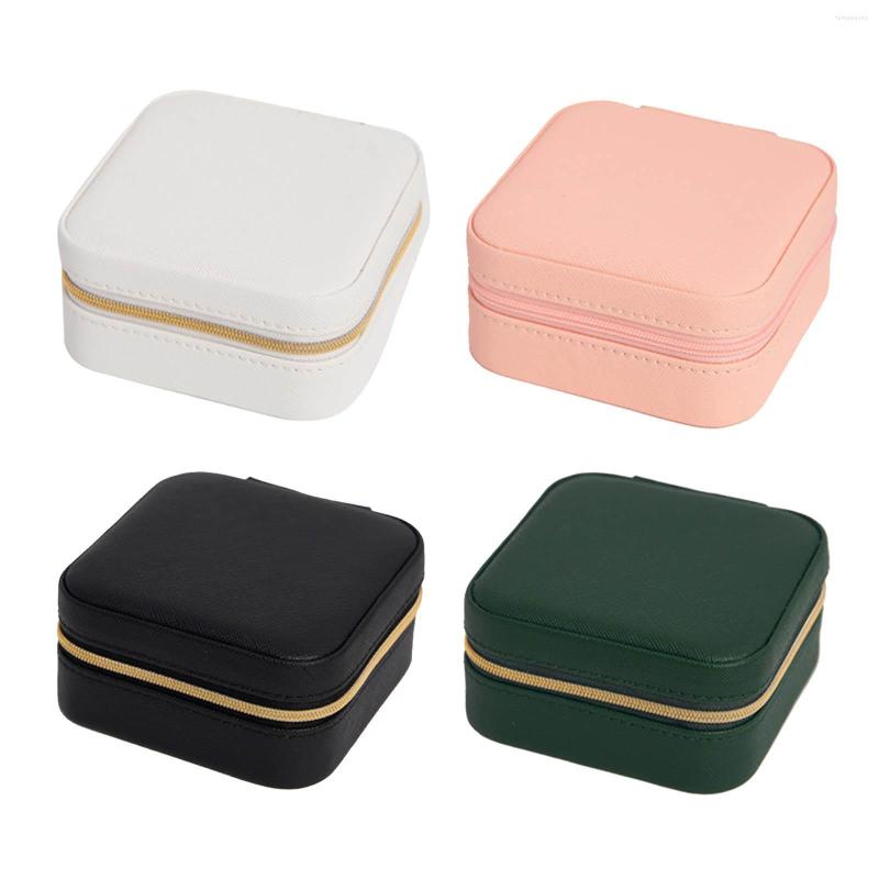 

Jewelry Pouches PU Leather Travel Box Organizer Case Necklace Holder Display Storage Velvet Lined Container Portable For Rings Bracelets