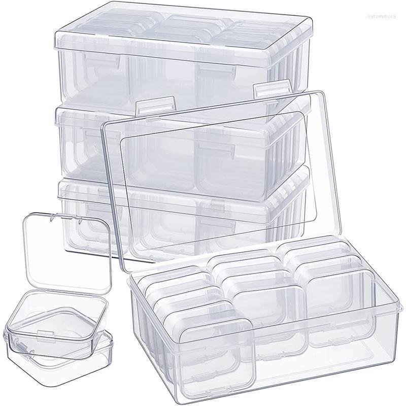 

Jewelry Pouches Clear Plastic Storage Box With Hinged Lid Small Items And Rectangular Craft Supplies