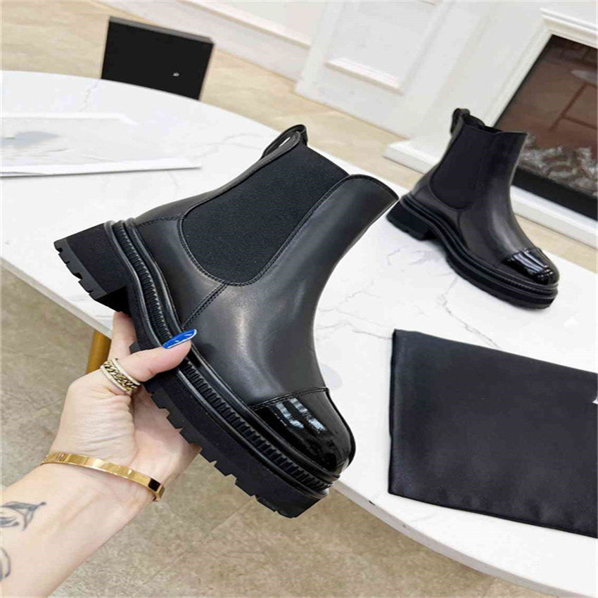 

Top Design Winter Boots Fashion Women Vintage Channel Decorative Leather Cotton Cloth Wool Warm Keeping High Heel Thick Sole Snow Flat Socks Shoes 01-08
