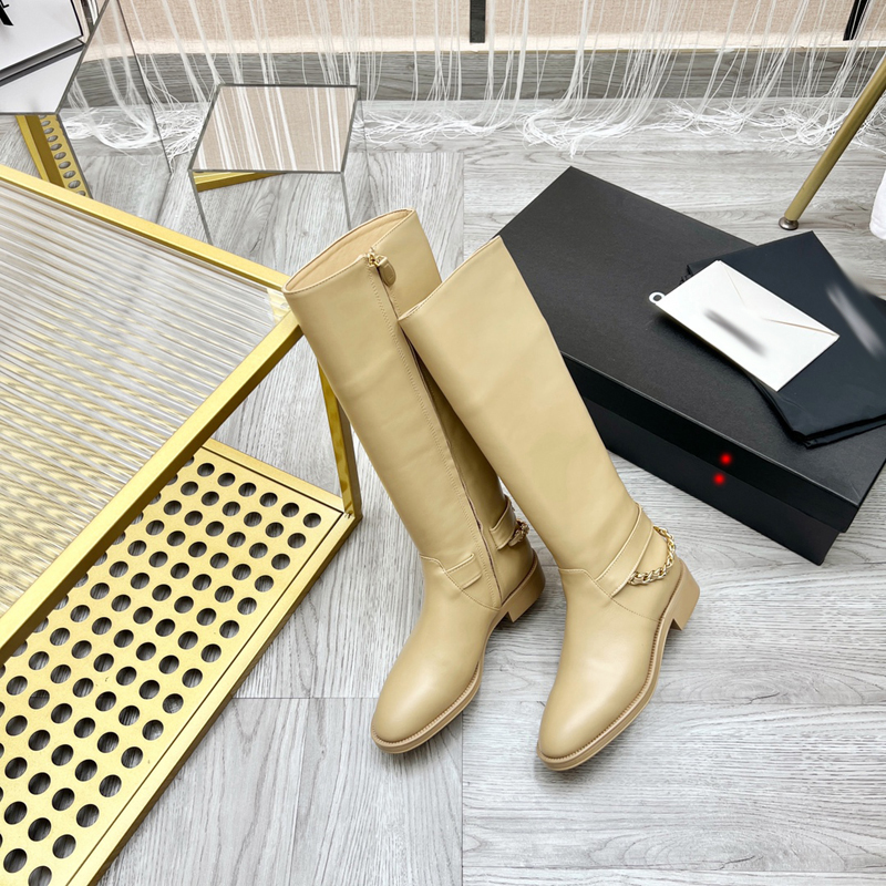 

2023 middle age series rain boots booties vintage women Martin boot leather chain decoration flat bottom retro rainboots waterproof net red same paragraph -L121, Picture color