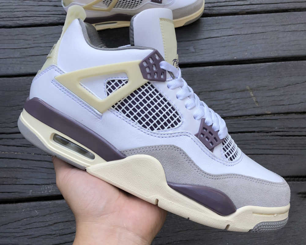 

Jumpman 4 IV Medium Grey Basketball Shoes 4S A Ma Maniere White Grey Purple Outdoor Sneakers Sports With Original Box, #1