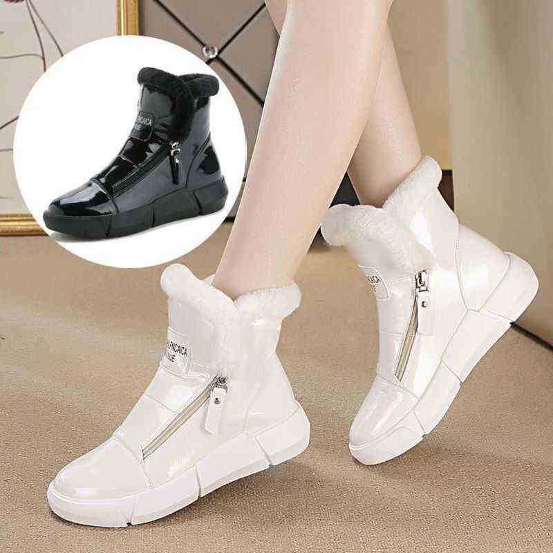 

Winter Women Shoes 2021 New Fashion Short Boots Plus Velvet HighTop Sneakers Warm Cotton Snowboots Trend J220805, Beige