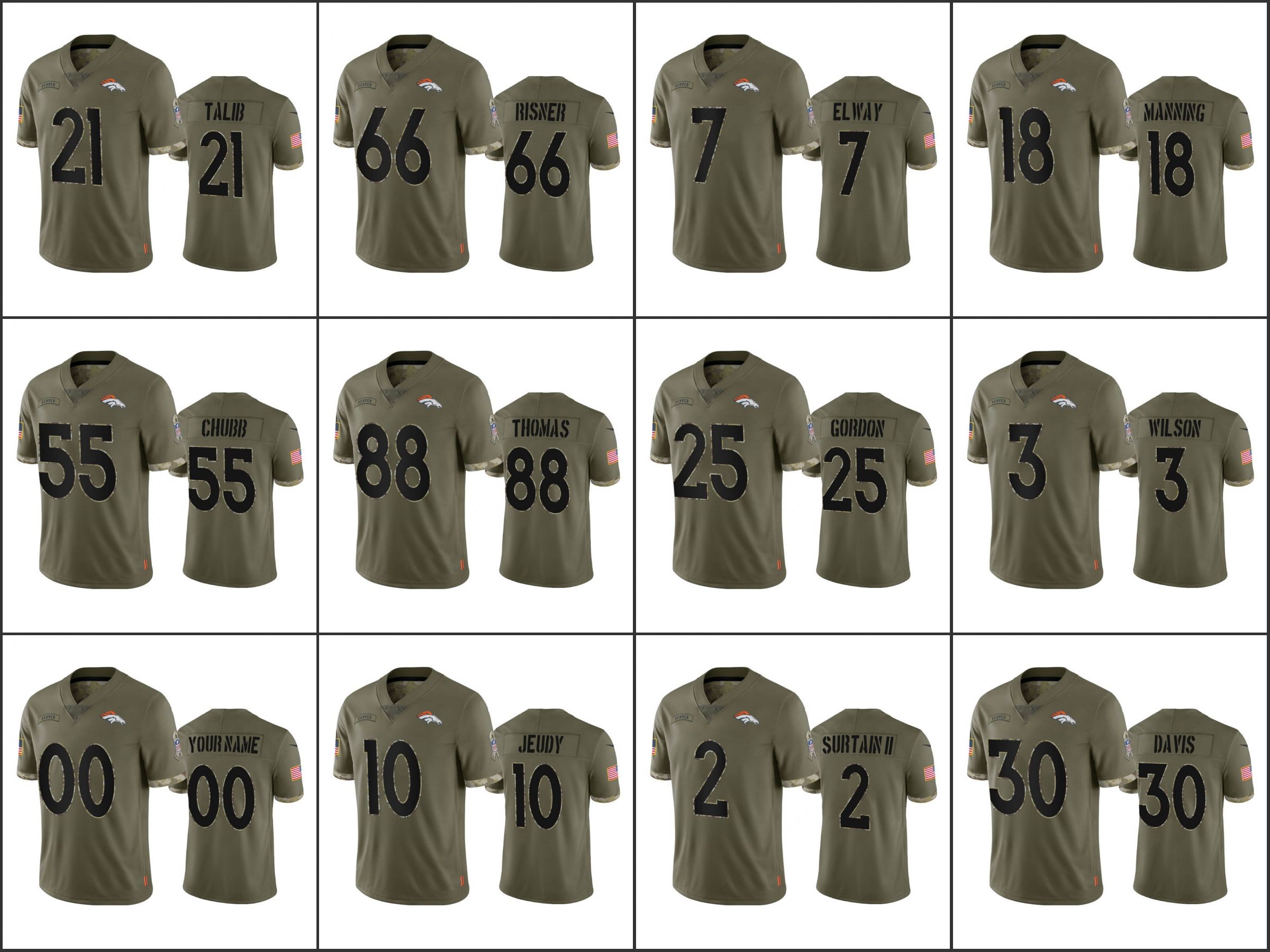 

Jersey Wholesale Custom Denver''Broncos''Men #3 Russell Wilson 2 Patrick Surtain II 10 Jerry Jeudy Women Youth Olive 2022 Salute To Service Limited, 16