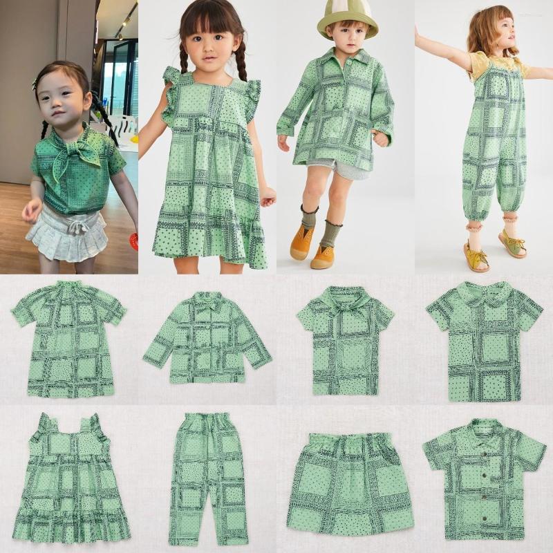 

Clothing Sets 2022 Summer Misha Same Style Boys And Girls Top Dress Suit, As shown