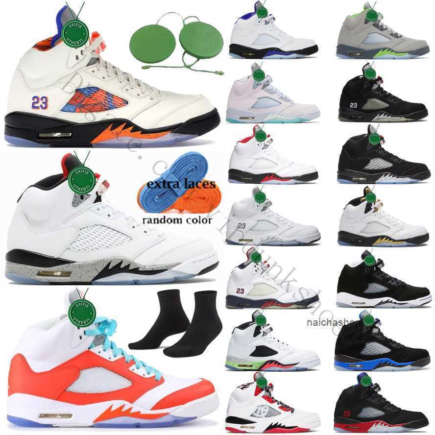 

2023 Basketball Shoes Sports Sneakers Black Metallic Fire Red Hyper Royal Jumpman 5S Unc Maxs Off 5 Men Raging Bull Top 3 What The Bluebird, Color # 1