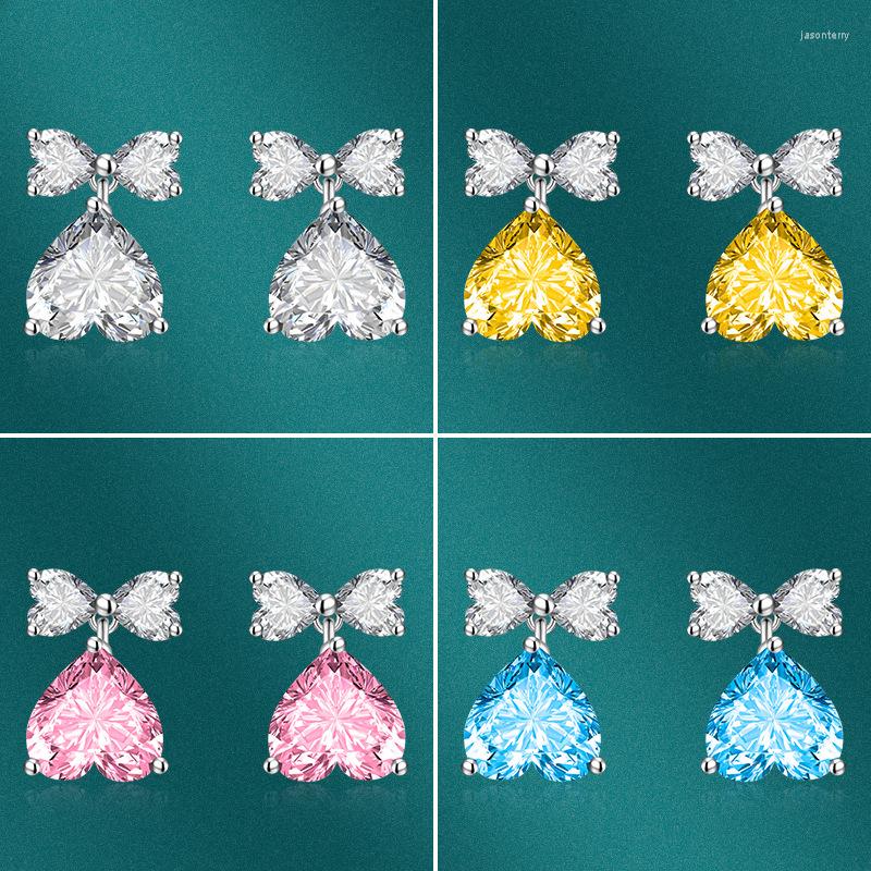 

Stud Earrings 2022 Trend 10 10mm Sweet Romantic Heart Bow Drop Wedding Party High Jewelry Ladies Christmas Gifts