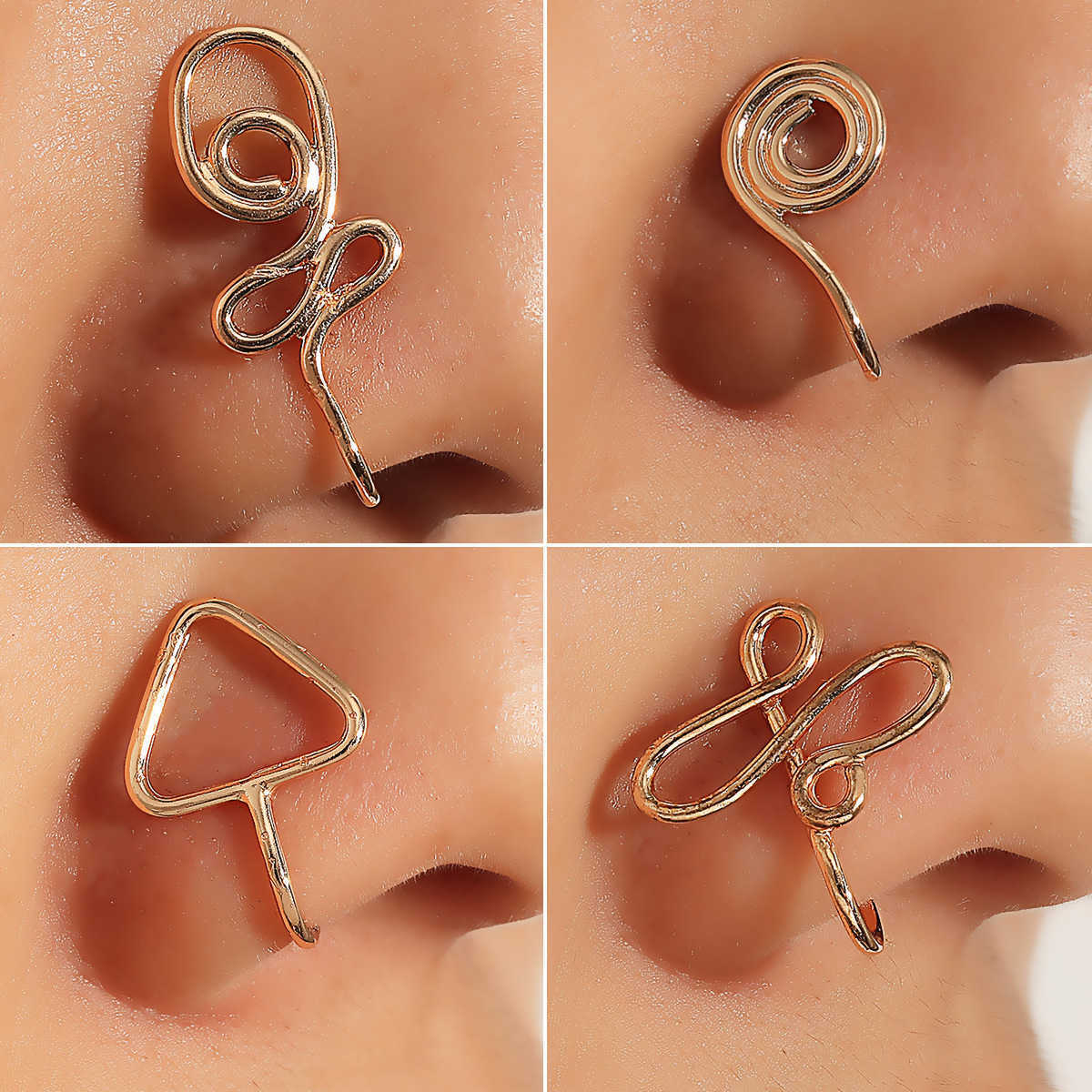 

Fashion Nose Rings human body piercing jewelry new creative non perforated copper plated U-shaped nose clip female