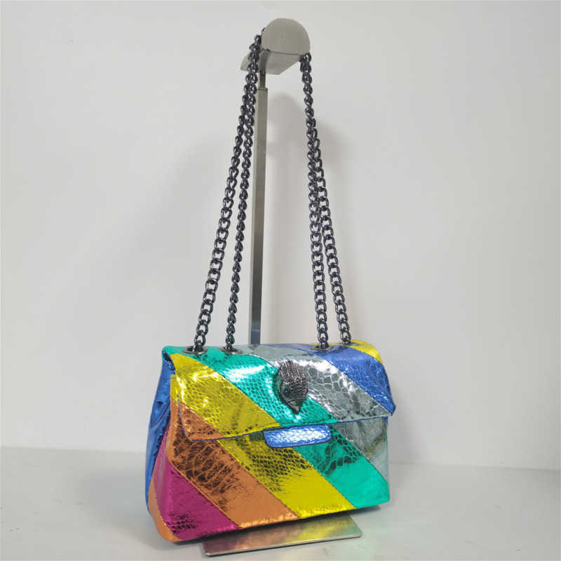 

kurt geiger shoulder bag women bags colorful leather stitching handbag chain crossbody metal eagle head UK luxury wallet designer shoulders women purse, Not for sale