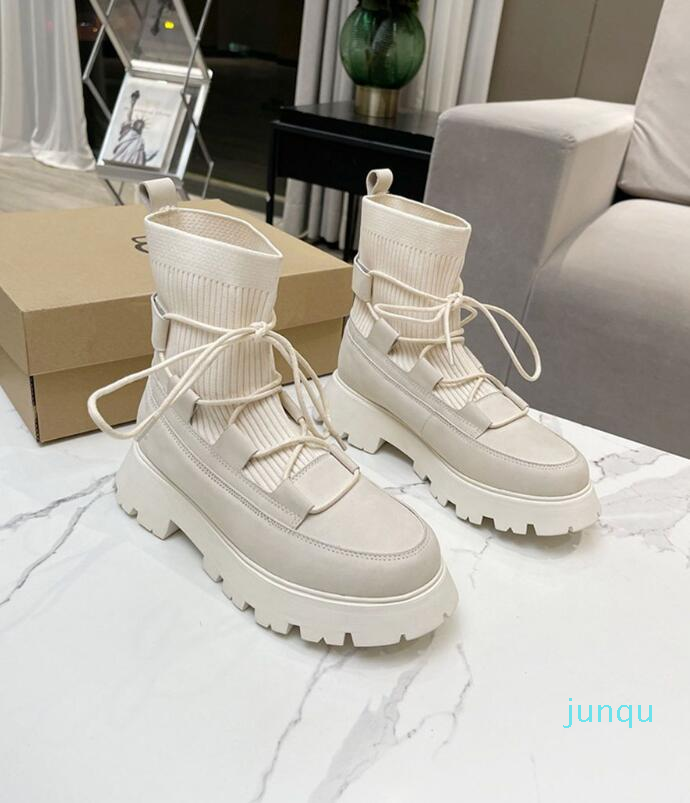 

Snow Boots Leather Martin Boot uGGity designer women Shoes Female Wool Integrated Socks Boot 021, Brown