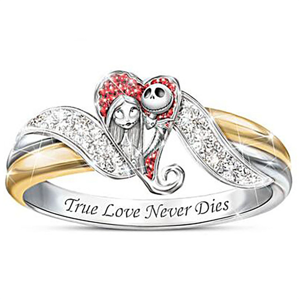 

Fashionable Christmas Eve Horror Girl Band Rings Halloween True Love Diamond Ring AC455