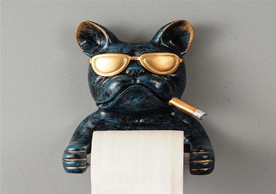 

Tray Toilet Paper Holder Bulldog Resin Punch Hand Tissue Box Household Paper Towel Holder Reel Spool Device Dog Style 2206246441663