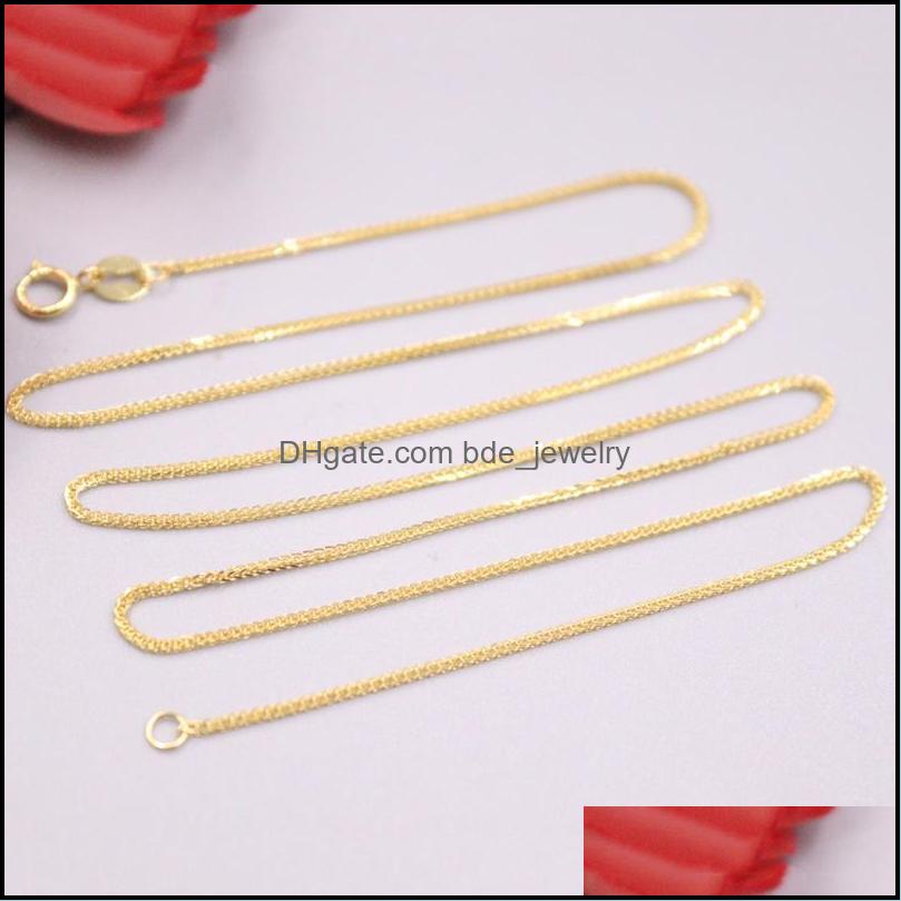 

Chains Real 18K Yellow Gold Necklace 1Mmw Women Wheat Chain 19 6Inch 1 82 1G D Pure Chains Drop Delivery Jewelry Necklaces Pendants Dh2Hz