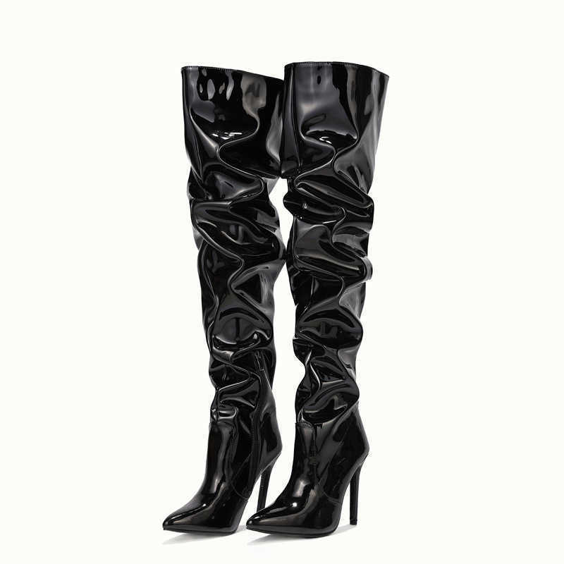 

thigh high heel Boots leather for women Ladies Boots Autumn and Winter Knee Women's Slim Leg Elastic High-heeled woman shoes, Red