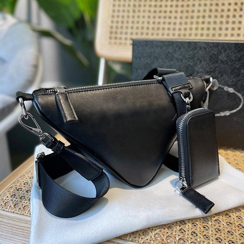 Designer Shoulder Bag for Women Fashion Plaid Leather Handbag TRIANGLE Bags with Mini Coin Pouch 2 Pcs Set Handbags Wallet Purse Men Backpacks Lu