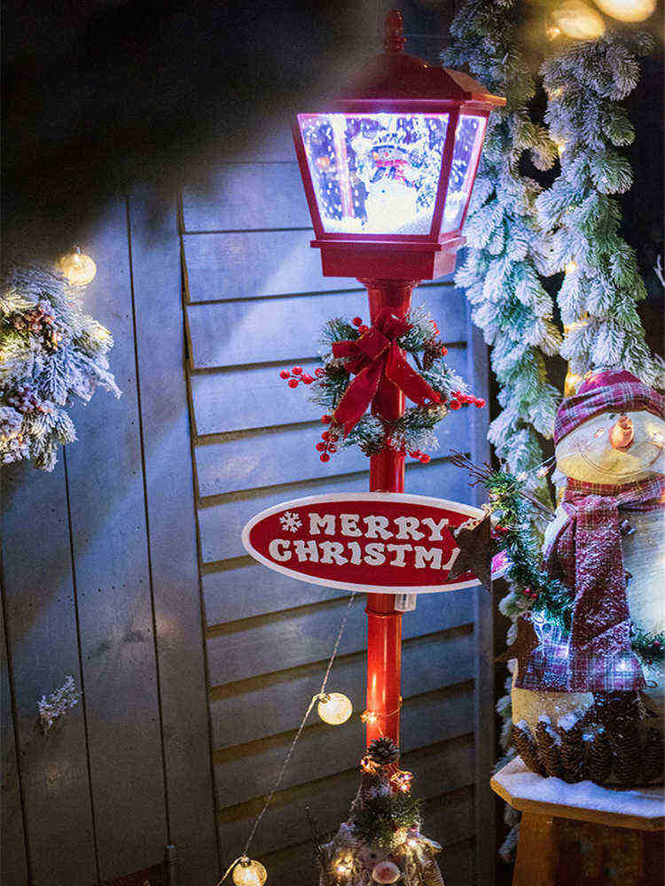 Metal Christmas Decoration Snow Scene Street Light Outdoor Landscape Large Iron Art Street Light Warm Christmas Decorations 2022 L260526-image-739013689