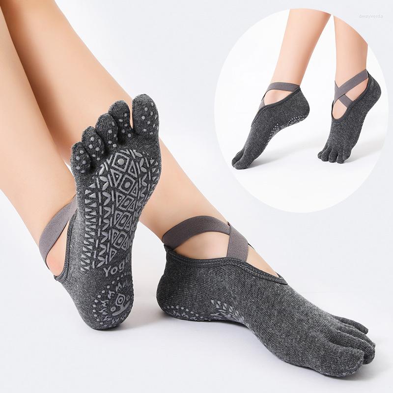 

Athletic Socks Women Five Toed Half Toe Bandage Yoga Anti-Slip Quick-Dry Damping Pilates Ballet Good Grip For Cotton, Beige