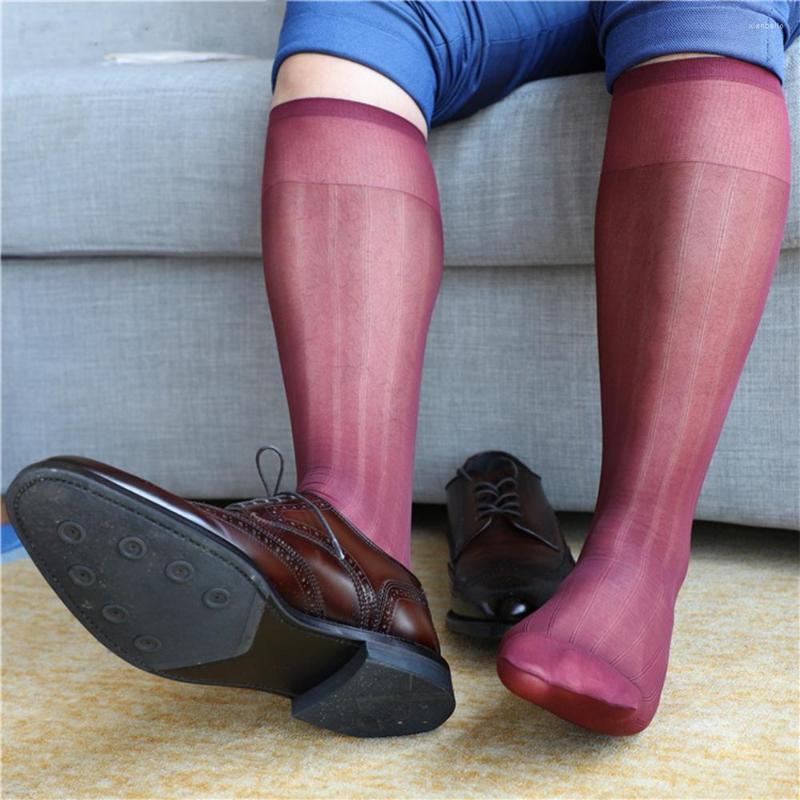 

Men's Socks Calf Men Summer Transparent Breathable Comfortable Knee Length Lightweight Long Stripes Comfort, White