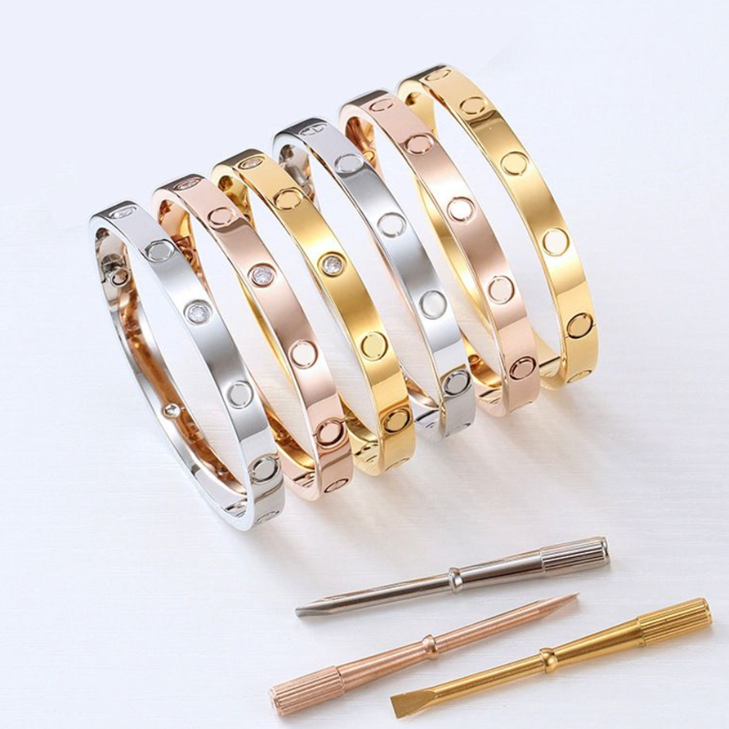 

Love Screw bangle carter Bracelet Designer Bracelets Luxury Jewelry Women Bangle Fashion Accessories Titanium Steel Alloy Gold-Plated Never Fade with dust bag