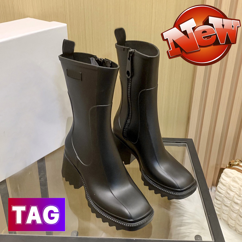 

Paris CLOE Boots Designer Half Knee booties fashion Thigh-High rainboots Betty Rubber Rain Boot Chunky heel women shoes Black Tan Thick Bottom womens Sneakers, Bubble wrap packaging