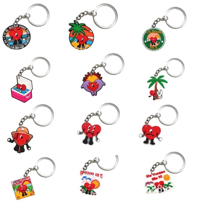 

Shoe Parts Accessories Moq100Pcs Keychains 2D Pvc Keychain Bad Bunny Croc Charm Glow Dark Soft Rubber Drop Delivery 180Jp